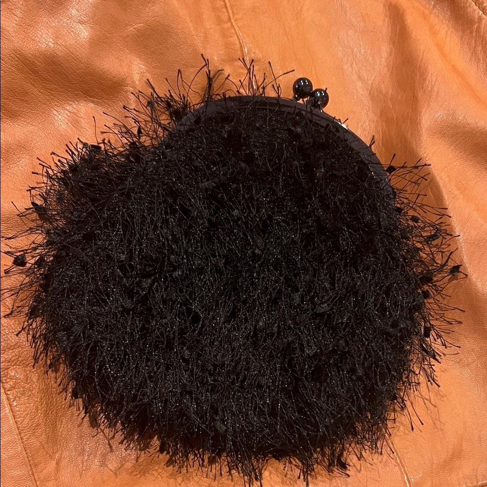 Estee & Lilly Black Fuzzy Evening Bag
